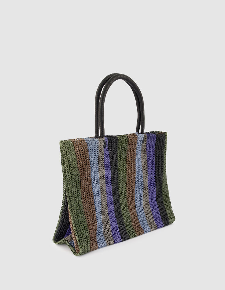 Sac cabas tress&eacute; motif rayures Femme-2