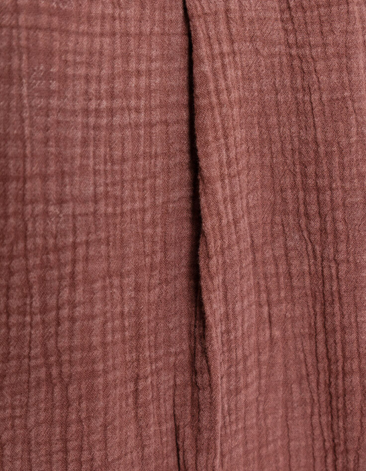 Pantalon large bordeaux gaze de coton Femme-10