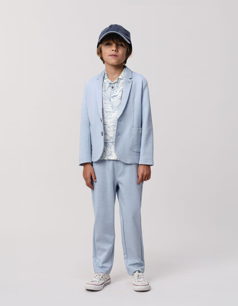 Gemêleerd blauwe tricot blazer jongens - IKKS