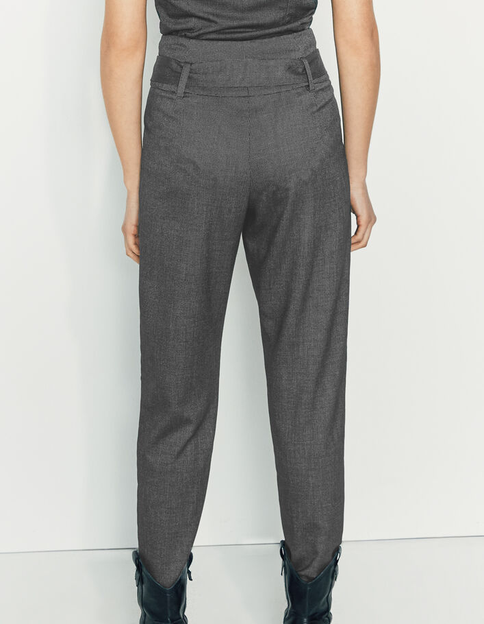 Pantalon de tailleur taille haute en fil-à-fil gris femme - IKKS