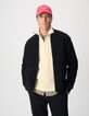 Cardigan teddy noir zipp&eacute; laine bouillie Homme-2