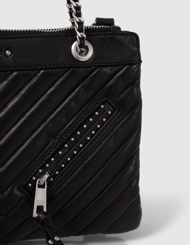Zwarte leren etuitas 1440 Reporter Rock met studs Dames-4