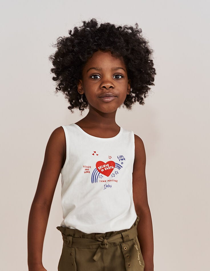 Girls' dark orange and white 2-in-1 vest top-2