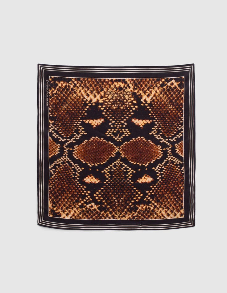 Pure Edition-Carré cognac imprimé effet python Femme-2