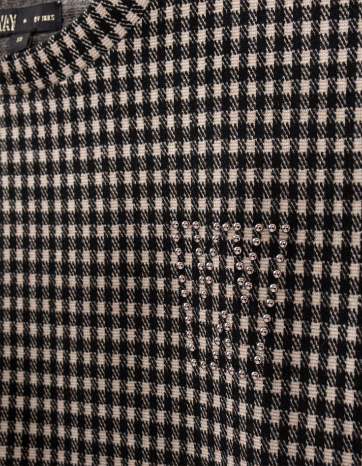 Girls' black and beige houndstooth motif sweatshirt-6