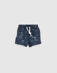 Blaue Badeshorts mit Toile-de-Jouy-Optik für Babyjungen-1