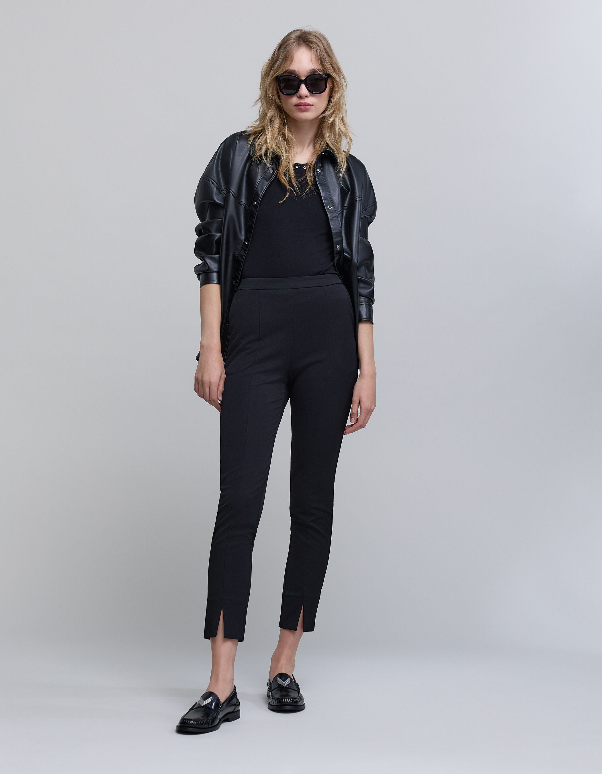 Pantalon a fente noir new arrivals