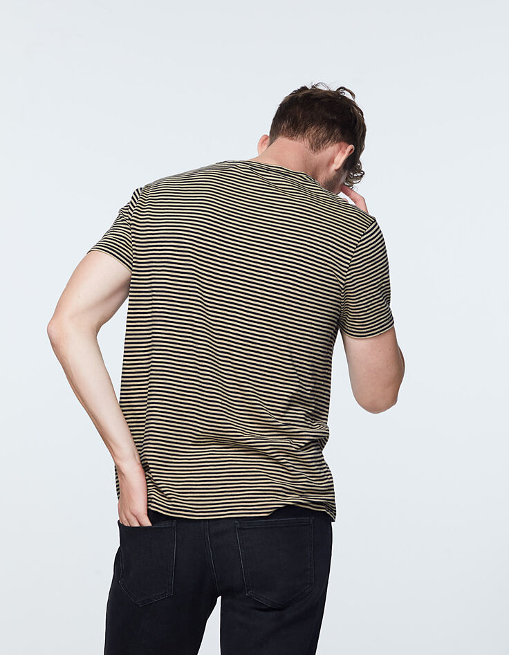 Men's beige with black stripes sailor T-shirt-3