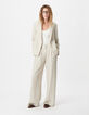 Pantalon de tailleur beige motif rayures tennis Femme-1