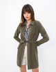 I.Code khaki trench coat with eyelet belt-2