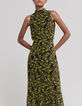 Robe longue noire recycl&eacute;e imprim&eacute; l&eacute;o floral Femme-2