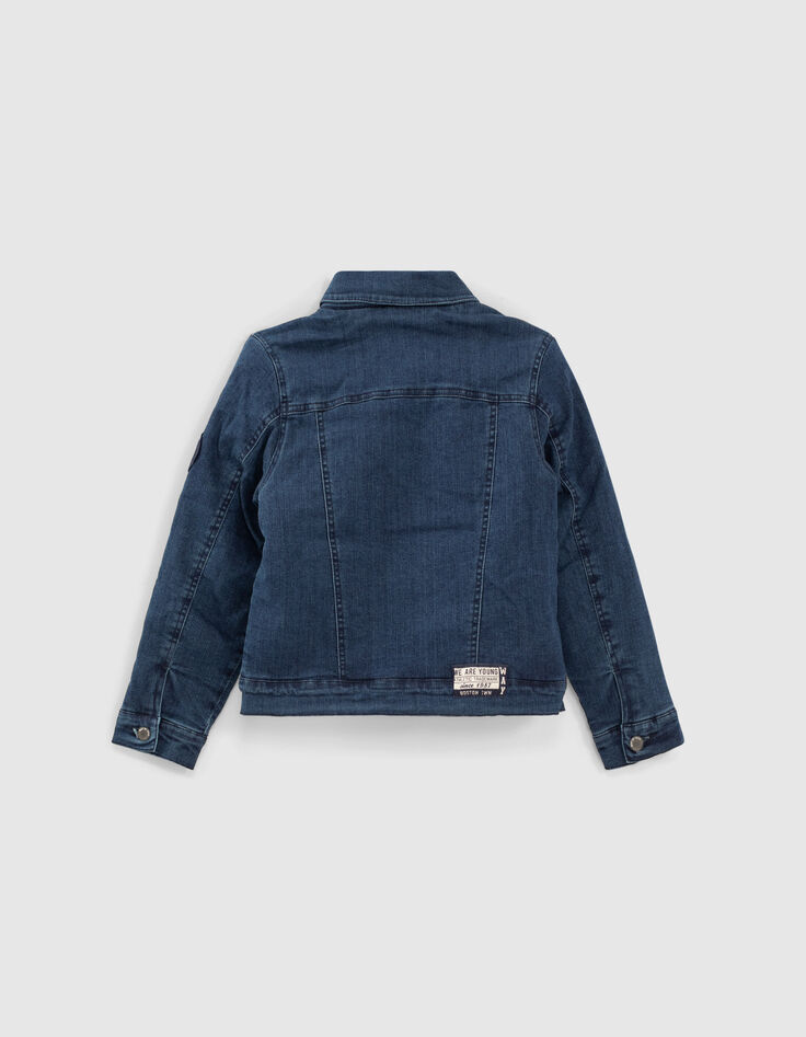 Vintage Blue Jungenjeansjacke mit abnehmbarer Kapuze-3
