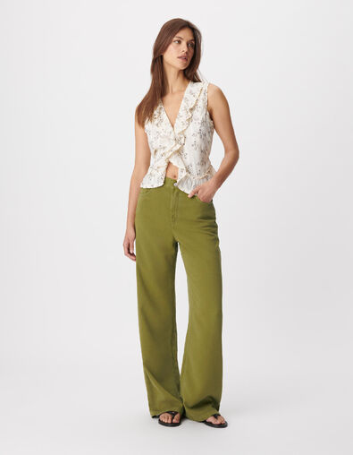Jean large vert Lyocell&reg; taille haute Edie Femme - IKKS