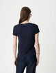 Totenkopf-T-Shirt aus Bio-Baumwolle f&uuml;r Damen, navy-3