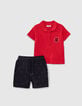 Ensemble polo rouge et bermuda marine b&eacute;b&eacute; gar&ccedil;on-1