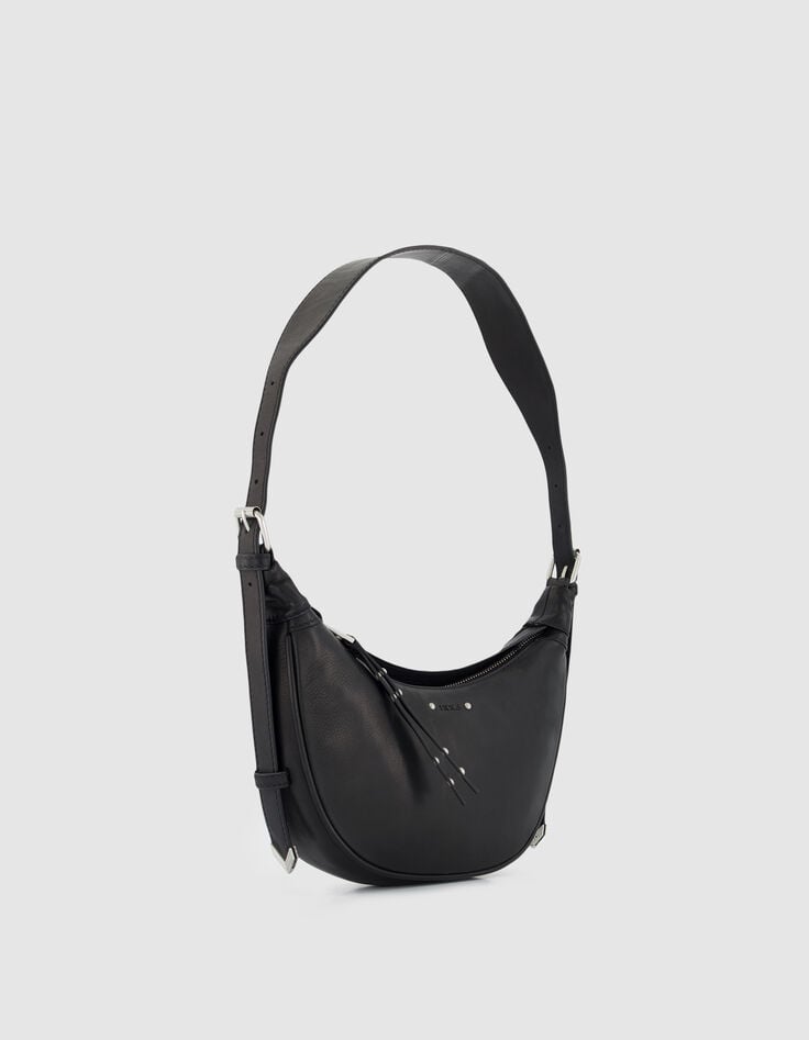 Black grained leather Allane half-moon bag size S Women-2
