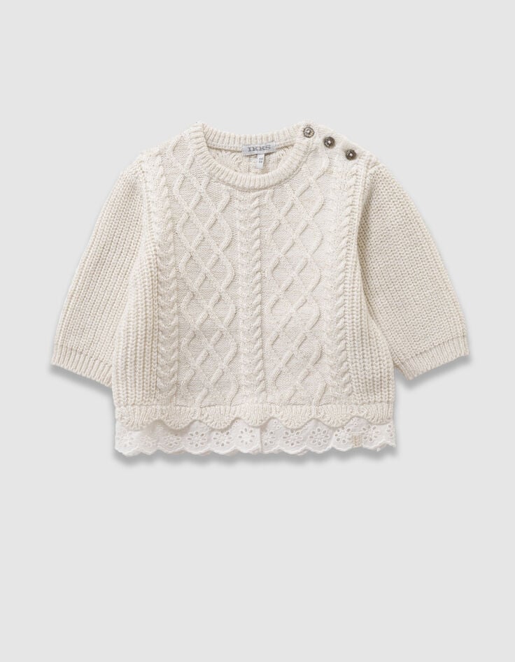 Cremeweißes Set Strickpulli rote Leggings Babymädchen-6 Cremeweißes Set Strickpulli rote Leggings Babymädchen-6