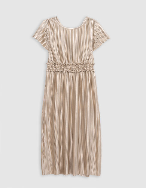 Goldenes, langes Mädchenplisseekleid - IKKS
