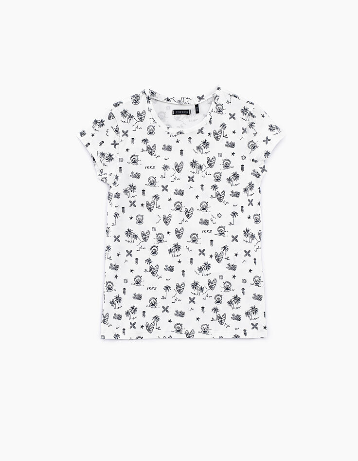Camiseta blanco roto estampado conchas niña-2 Camiseta blanco roto estampado conchas niña-2