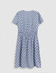 Women's blue floral print short dress-7