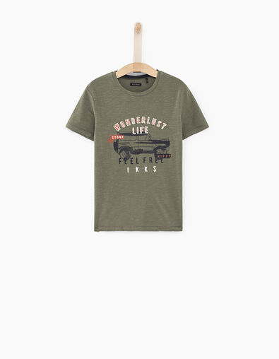 Camiseta caqui medio visual coche 4x4 niño  - IKKS