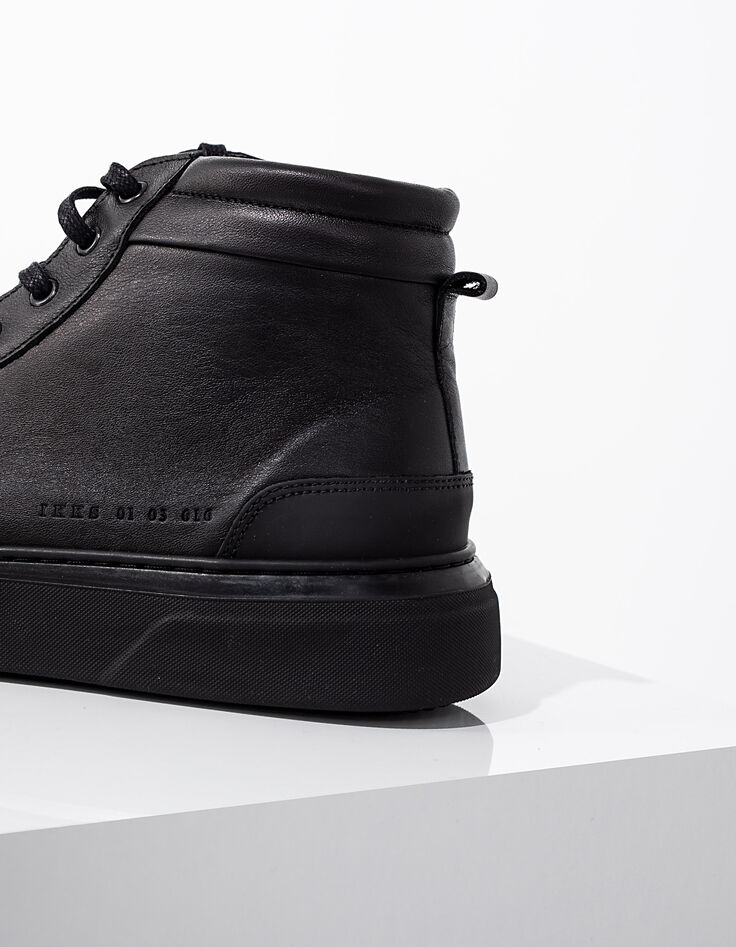Zwarte leren sneakers Heren-5