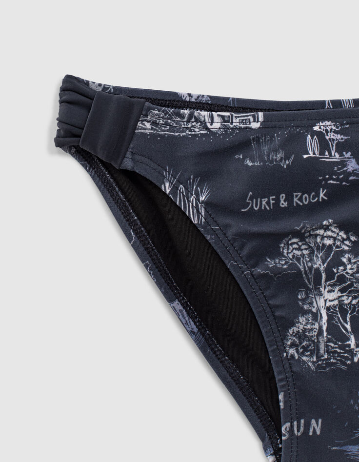 Maillot de bain 2 pièces navy toile de Jouy recyclé fille-4