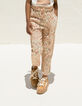 Pfirsichrote M&auml;dchenhose Viskose mit Blumenprint-2