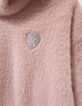 Rosa weicher Mädchen-Kapuzenpullover Herz-Badge-6