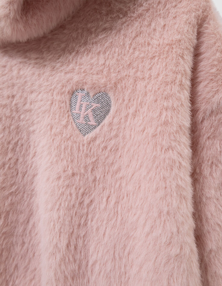 Rosa weicher Mädchen-Kapuzenpullover Herz-Badge-6 Rosa weicher Mädchen-Kapuzenpullover Herz-Badge-6