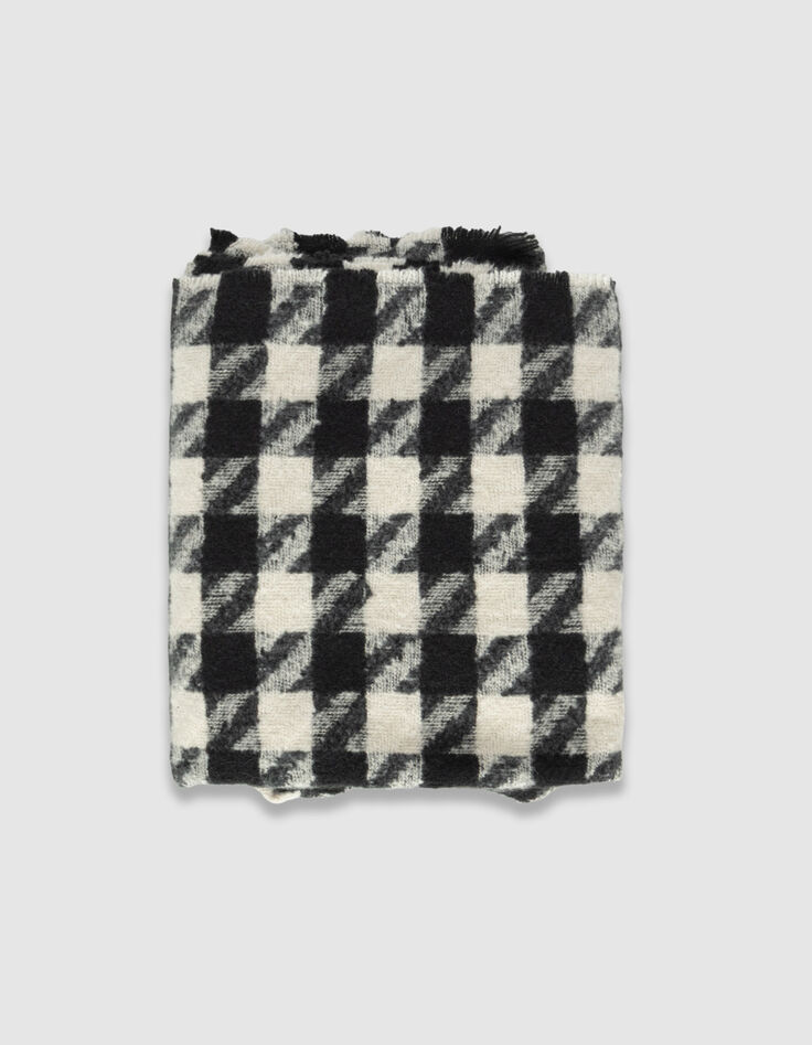 Echarpe noire motif pied-de-poule Femme-2 Echarpe noire motif pied-de-poule Femme-2