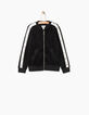 Cardigan noir velours, bandes avec rivets fille-2