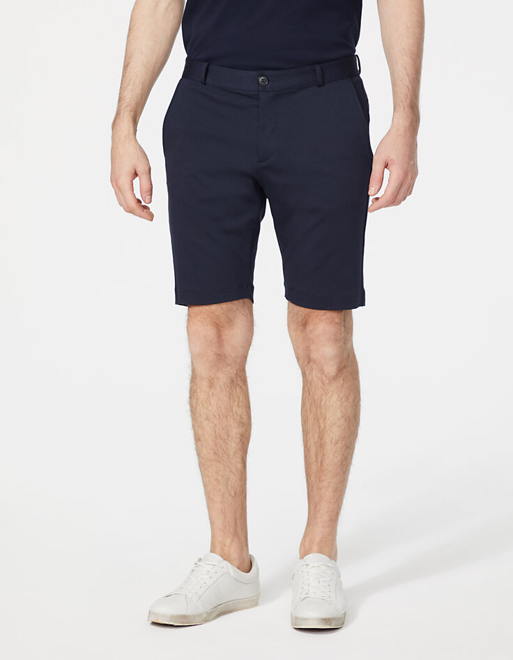 Bermuda chino SLIM marine maille Interlock Homme-3