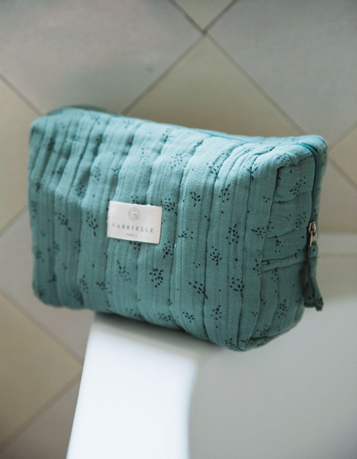 Trousse de toilette verte gaze coton bio GABRIELLE PARIS-2