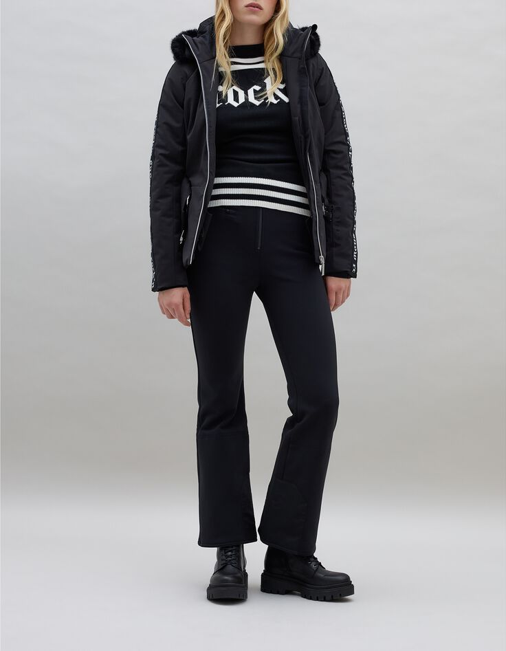 Women&rsquo;s black IKKSxDUVILLARD padded jacket + rock slogan-2