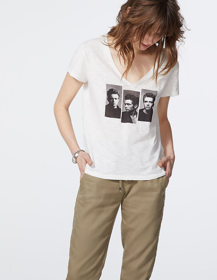 Tee-shirt en coton flammé visuel portraits James Dean femme - IKKS