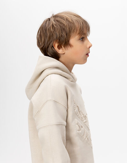 Boy's beige maxi herringbone embossed sweatshirt - IKKS