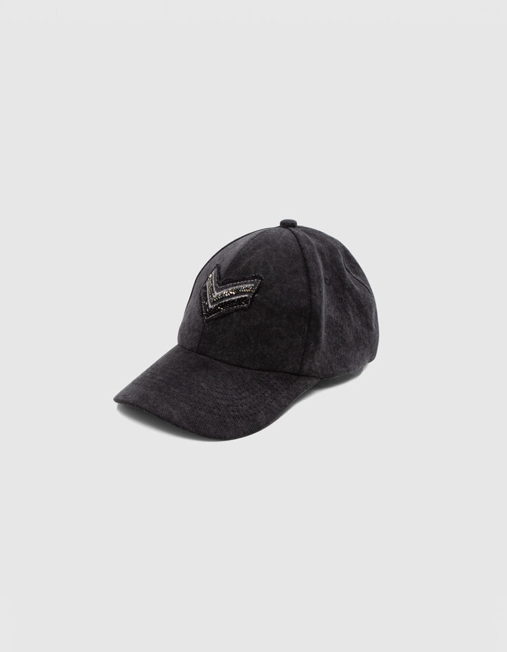 Damen-Jeans-Cap Anthrazit mit Fischgr&auml;te-6
