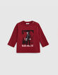 Baby Junge Burgund visuelle T-Shirt Katze Wippe-1