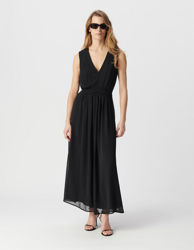Black long dress with pleated detail Women's size - IKKS