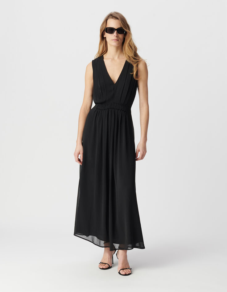 Black long dress with pleated detail Women's size-1