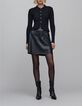 Schwarze gerippte Strickjacke mit Knopfleiste f&uuml;r Damen-2