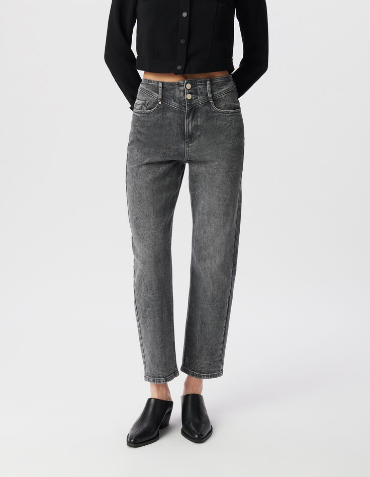 Vaqueros slouchy algodón BCI gris cropped mujer-2
