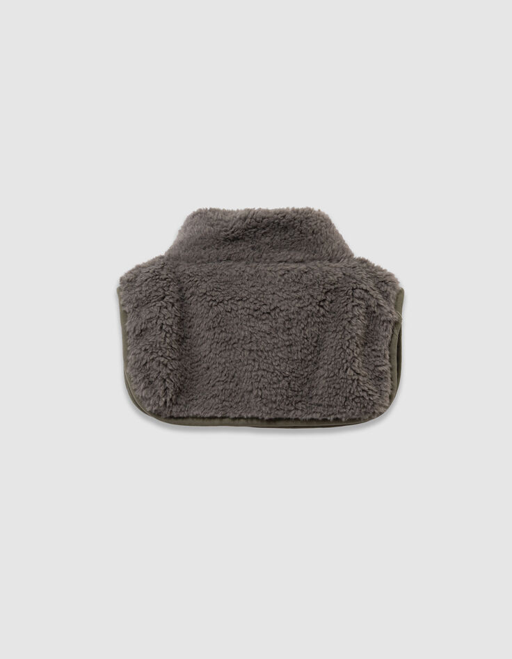 Boys’ khaki sherpa zipped neck warmer-3