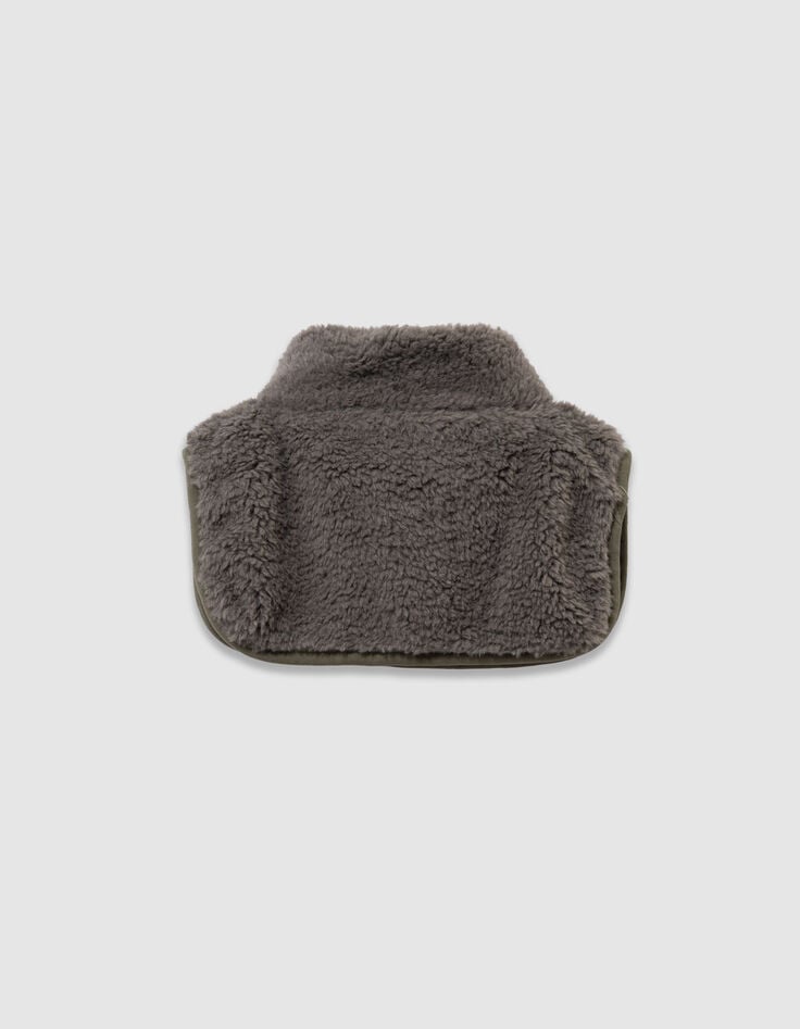 Boys’ khaki sherpa zipped neck warmer-3 Boys’ khaki sherpa zipped neck warmer-3