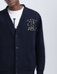 Cárdigan azul marino felpa maxi insignia Hombre-5