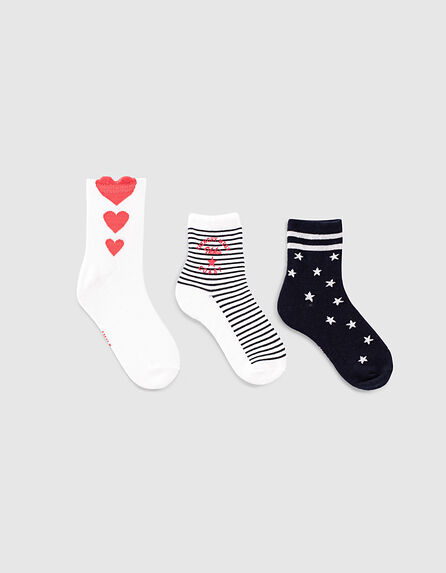Girls’ navy, white and red socks