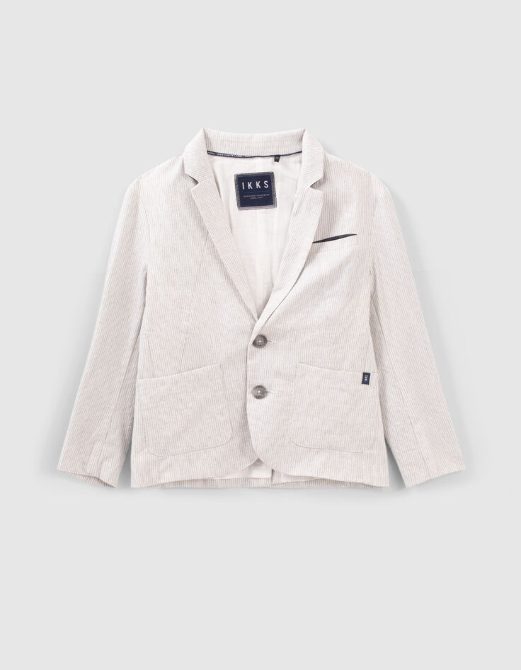 Veste de costume beige ray&eacute;e gar&ccedil;on-1