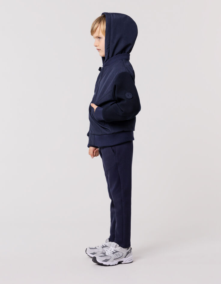 Navy two-ply hooded bomber for boy-2
