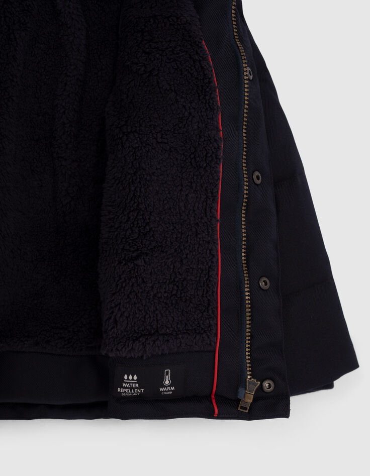 Doudoune navy bi matière fourrée à capuche nylon garçon-5